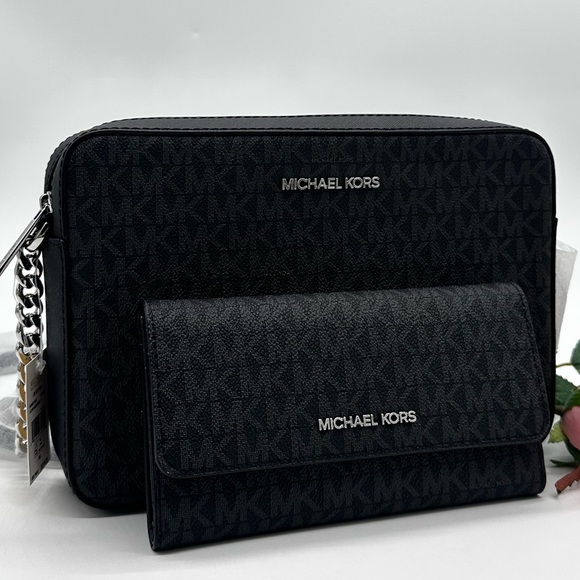 Michael Kors Bags Michael Kors Large Ew Crossbody Bag Large Trifold Wallet Black Poshmark